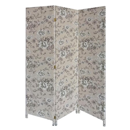 Palacedesigns 3 Panel Soft Fabric Room Divider Beige Black - 71 x 47 x 1 in. PA3094434